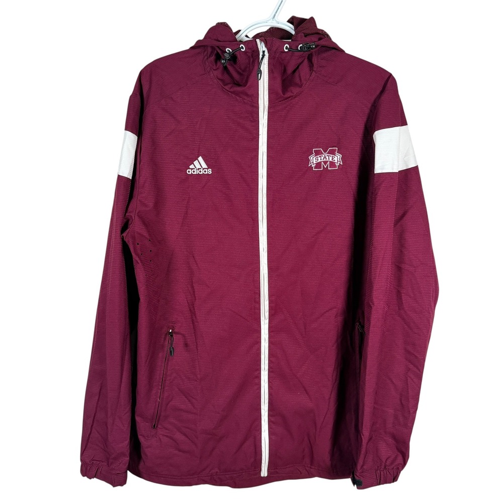 Adidas‎ ClimaProof Mississippi State Bulldogs Windbreaker Hooded Jacket Mens M